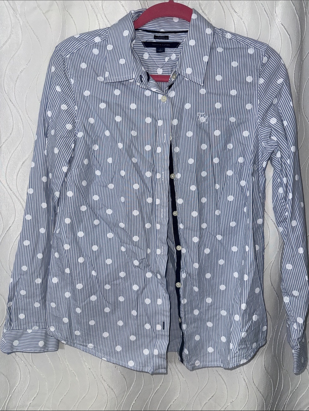 Tommy Hilfiger Polka Dot Striped Button-Up Shirt